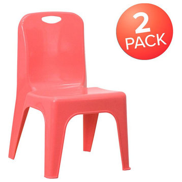2 Pack Red Plastic Stackable School Chair with Carrying Handle and 11 Seat...