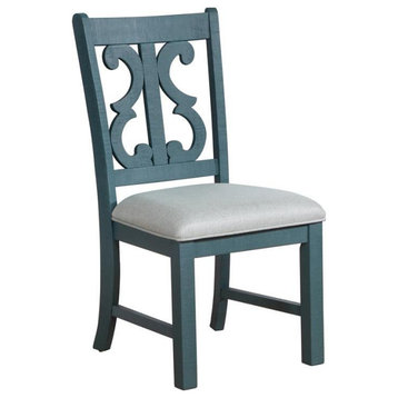 Furniture of America Muschamp Wood Dining Chair in Antique Blue (Set of 2)
