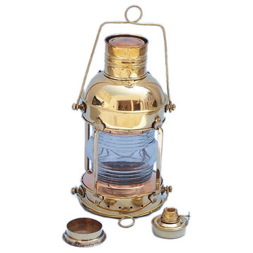 Anchor Oil Lantern, Solid Brass, 14''