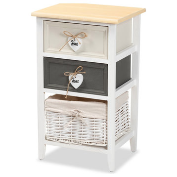 Modern Multicolored Wood 2-Drawer Storage Unit With Baskets