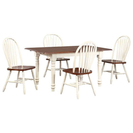 Sunset Trading Andrews 5-Piece 60" Extendable Wood Dining Set in White