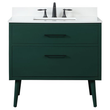 Elegant VF41036MGN-BS 36"Bathroom Vanity, Green With Backsplash