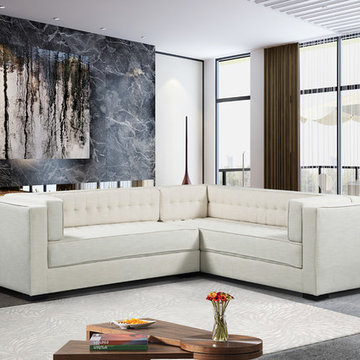 Chic Home Lorenzo Left Facing Sectional Sofa, Ecru Linen