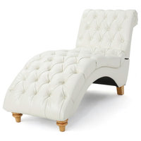 Bellanca Fabric Tufted Chaise Lounge Chair, Ivory