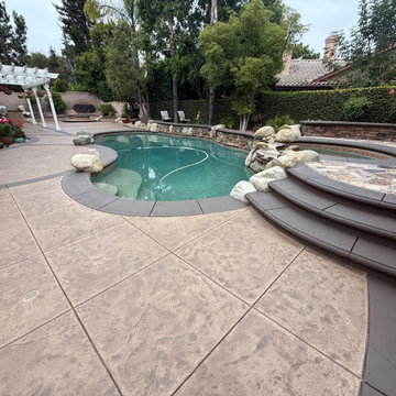 Pool Deck Concrete Staining and Restoration in Newbury Park, CA