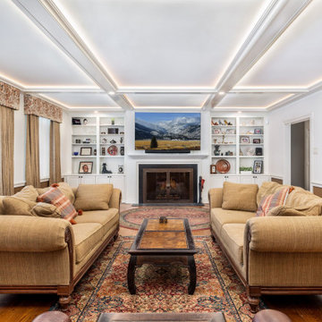 Upper Providence Living Room Built-Ins and Coffered Ceiling