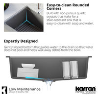 Karran 34" Quartz Farmhouse Single Bowl Workstation Kitchen Sink, White