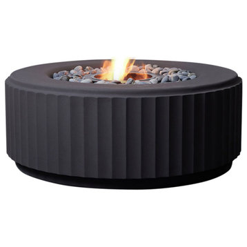 Amani 40" Fluted Fire Table Graphite Factory, Graphite