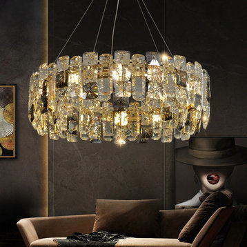 Round Luxury Crystal Creative Hanging Chandelier for Living Room, Dining Room, 8bulbs