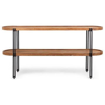Oval Wooden Side Table With Undershelf | dBodhi Coco, 17"w X 63"d X 31"h