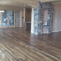 Reclaimed Mixed Hardwood Flooring in an Open Great Room - Hardwood Flooring