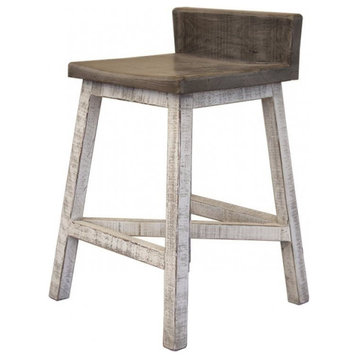Granville Stationary Bar Stool Rustic Gray/White 24" High