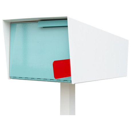 Post Mounted Mailbox, Two Tone White, White/Robin Egg, Post Not Included