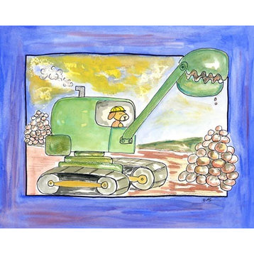 Excavator, Ready To Hang Canvas Kid's Wall Decor, 11 X 14