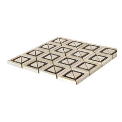 Beige and Dark Emperador Matte X Styles Stone Square Marble Mosaic Tiles - Home Accessories & Decor