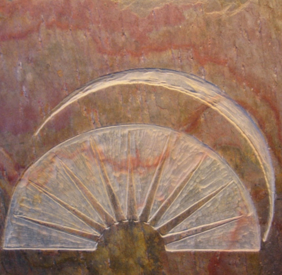 Kitchen Custom Stone Tile Backsplash: "The Rising Sun"