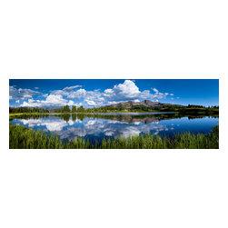 Douglas Page Photographic Arts - Rocky Mountain Reflections, Panoramic Canvas Giclee, 48"x16" - Prints And Posters