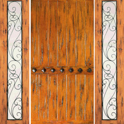 Prehung Door with Two Sidelites, Entry, Knotty Alder, Clavos - Front Doors