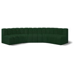 Meridian Furniture - Arc Boucle Fabric Upholstered 5-Pc. U-Shaped Modular Sectional, Green - Give your living room or den the perfect blend of style and versatility with this Arc boucle fabric curved modular Sectional. Part of the Arc modular furniture collection, this Sectional comes upholstered in rich green boucle fabric and features deep channel tufting that adds a touch of luxury while enhancing comfort and support. A seamless combination of form and function, this chair can be used with other Arc pieces to create a myriad of configurations in your well-curated room.