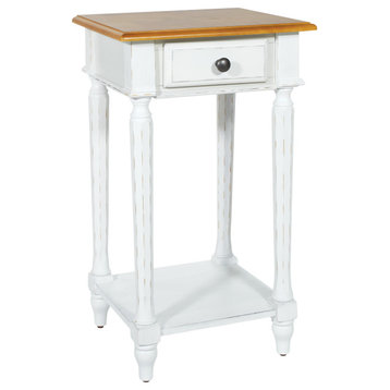 Medford Side Table, Distressed White With Stained Top K/D