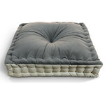 StyleCraft - Dann Foley Sterling Floor Pillow, Velvet and Linen, Two Tone Finish 22" X 22" - Create the perfect nook with this versatile tufted floor pillow. It's trendy and functional in any space and features a dark grey velvet on top and flax linen fabric on the sides. Use this pillow to create a comfy space to read and study - easy to store and transport anywhere in your home.