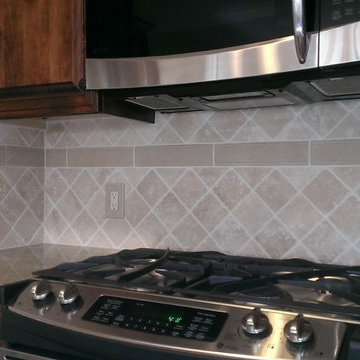 Kitchen - Back splash 4" x 4" Travertine Diagonal Layout