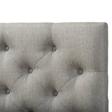 Pemberly Row Modern Tufted Queen Panel Headboard in Gray Finish