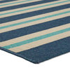 Noble House Tuvia 90x63" Indoor Fabric Geometric Area Rug in Blue and Ivory