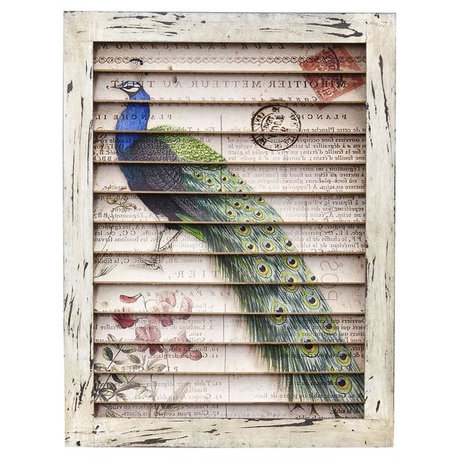 Peacock Window Shutter Wall Decor