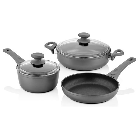 Saflon Titanium Nonstick 5-Piece Cookware Set, 4mm Forged Aluminum, PFOA-Free