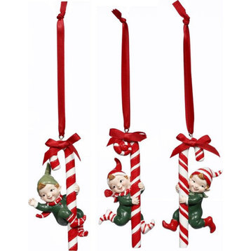 Mark Roberts Christmas 2023 Elves With Candycane Ornament 4'', Assortment of 3