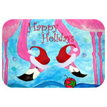 Mary Gifts By The Beach - Flamingo Holliday Bath Mat, 20"x15" - Bath mats from my original art and designs. Super soft plush fabric with a non skid backing. Eco friendly water base dyes that will not fade or alter the texture of the fabric. Washable 100 % polyester and mold resistant. Great for the bath room or anywhere in the home. At 1/2 inch thick our mats are softer and more plush than the typical comfort mats. Your toes will love you.