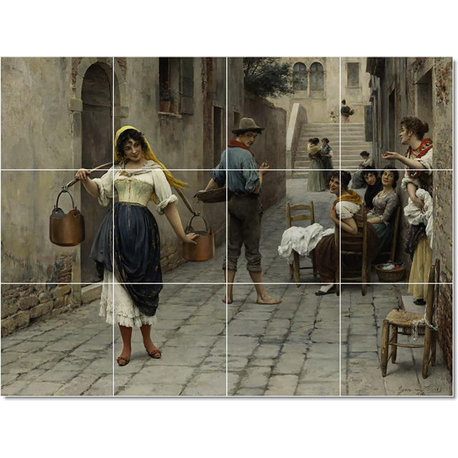 Eugen de Blaas Women Painting Ceramic Tile Mural #68, 17"x12.75"