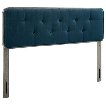 Collins Tufted Twin Fabric and Wood Headboard - Gray Azure