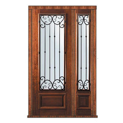 Prehung Side light Door 96 Wood Mahogany Valencia 3/4 Lite - Front Doors