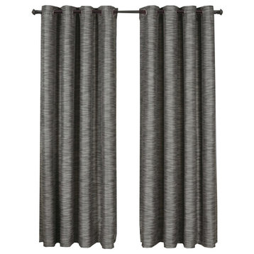 Galleria Blackout Thermal Insulated Stripe Curtain, Gray, 108"x95", Set of 2