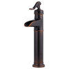 Classic Bathroom Faucet, Tall Waterfall Design With One Handle, Rustic Bronze