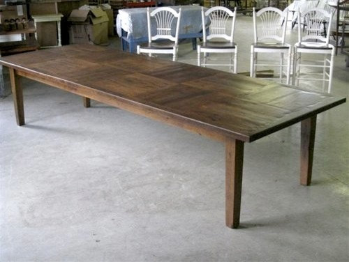Farm Tables - 12' Foot Dining table with Square Inlay - Dining Tables