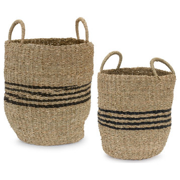 Basket, 2-Piece Set, 13"Dx14"H & 13.5"Dx15"H Seagrass