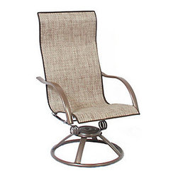 Homecrest Palm Bay High Back Swivel Rocking Chair - Kamali Limestone - Outdoor Lounge Furniture