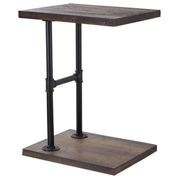 American Art Decor Wood and Metal C Style End Side Table