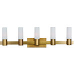 Maxim Lighting - Contessa Bath Vanity - Natural Aged Brass, 5 - The Contessa takes a transitional approach to a classic traditional style. The collection of lights feature frames of rectangular tubing finished in our Natural Aged Brass. The Satin White cylindrical shades provide a soft diffused light while adding a contemporary flair to the design.