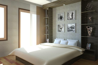 Minimalist bedroom photo in Other