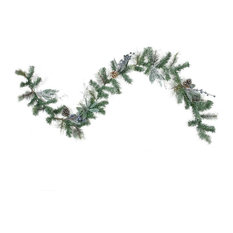 6' Mixed Pine/Blueberries/Snowy Pine Cones Artificial Christmas Garland, Unlit