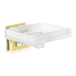Secret Bath - Alexa Chrome And Gold Swarovski Crystals Wall Soap Dish - Soap Dishes & Holders