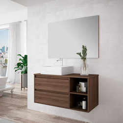 Carmen 40" wall mounted bathroom vanity. Walnut - Bathroom Vanities And Sink Consoles