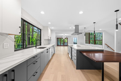 Example of a minimalist kitchen design in Seattle