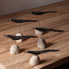 Contemporary Set of 5 Coastal Shore Bird Sculptures Natural Rock Wood Stone