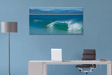 Home Office Art - Aqua at The Wreck Byron Bay Art on Glass 1200x600mm