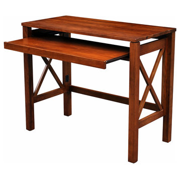 Montego Folding Desk With Pull-Out, Warm Brown